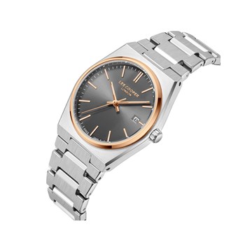 MANON - Montre Femme - Analogique Mouvement Quartz 3 aiguilles et date - Boitier tonneau en métal argenté - Cadran gris