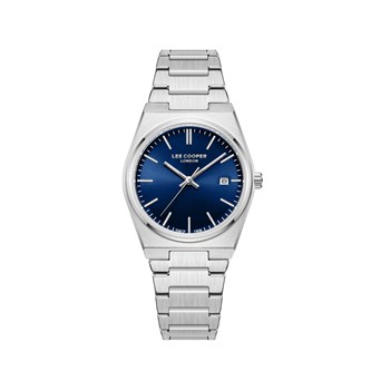 MANON - Montre Femme - Analogique Mouvement Quartz 3 aiguilles et date - Boitier tonneau en métal argenté - Cadran bleu