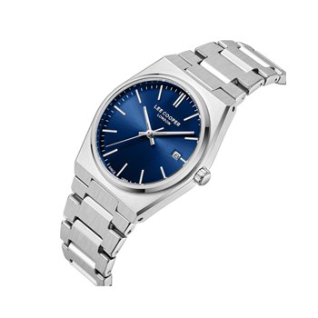 MANON - Montre Femme - Analogique Mouvement Quartz 3 aiguilles et date - Boitier tonneau en métal argenté - Cadran bleu