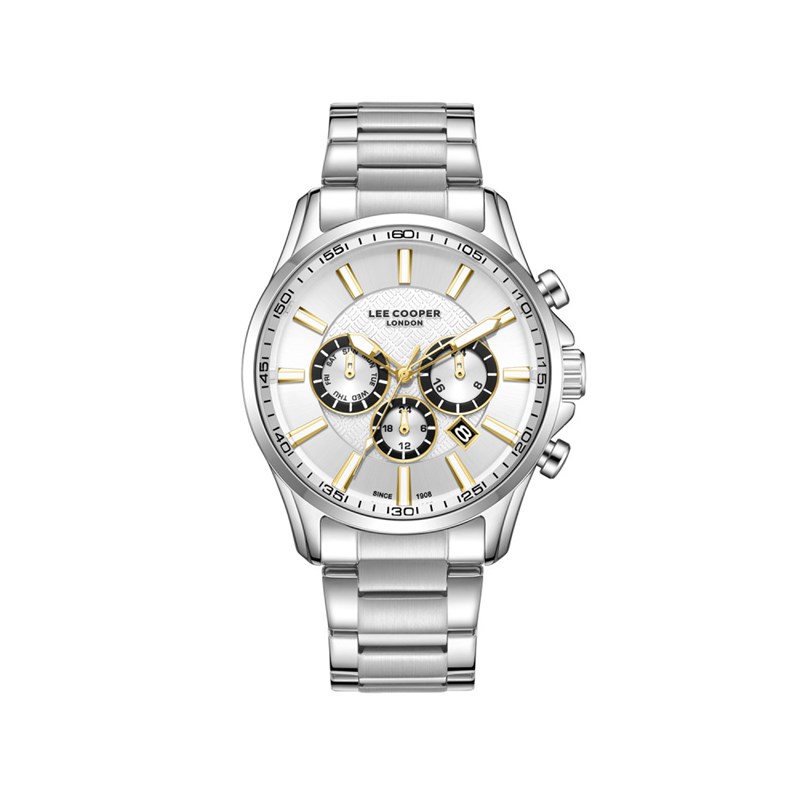 TODD - Montre Homme - Analogique Mouvement Quartz Multifonction - Boitier rond en métal argenté - Cadran gris