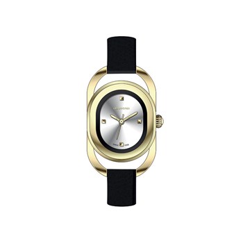 CARMÉLINE - Montre Femme - Analogique Mouvement Quartz 3 aiguilles - Boitier de forme oblong en métal doré