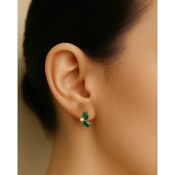 Boucles d'Oreilles Almysia : Émeraudes de Zambie & Diamant en Argent 925