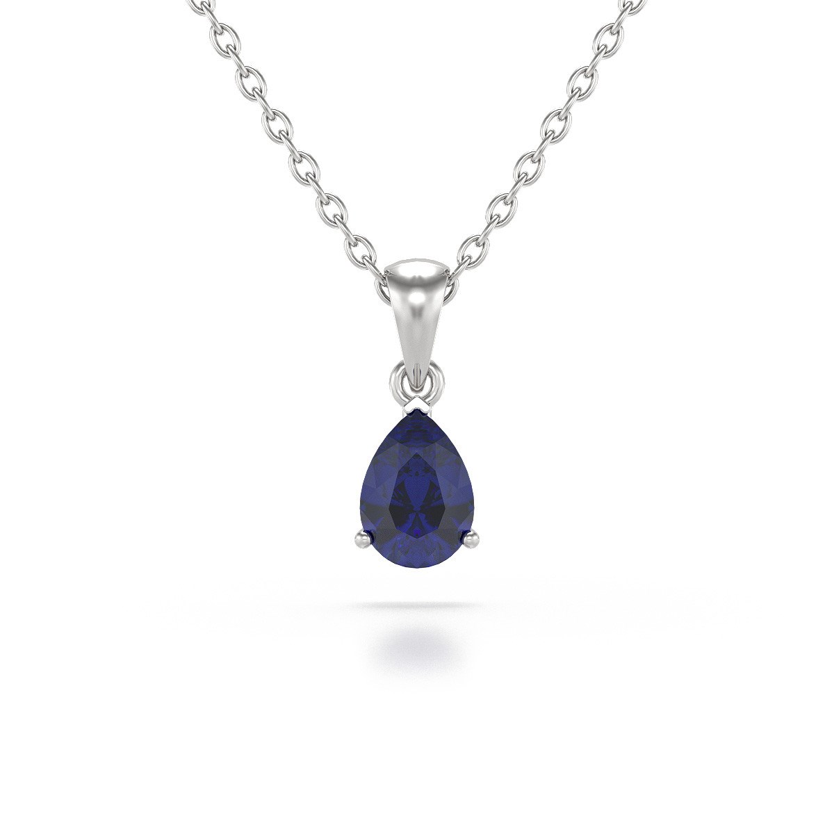 Collier Saphir Poire en Or Blanc 375 - Collection Selanya