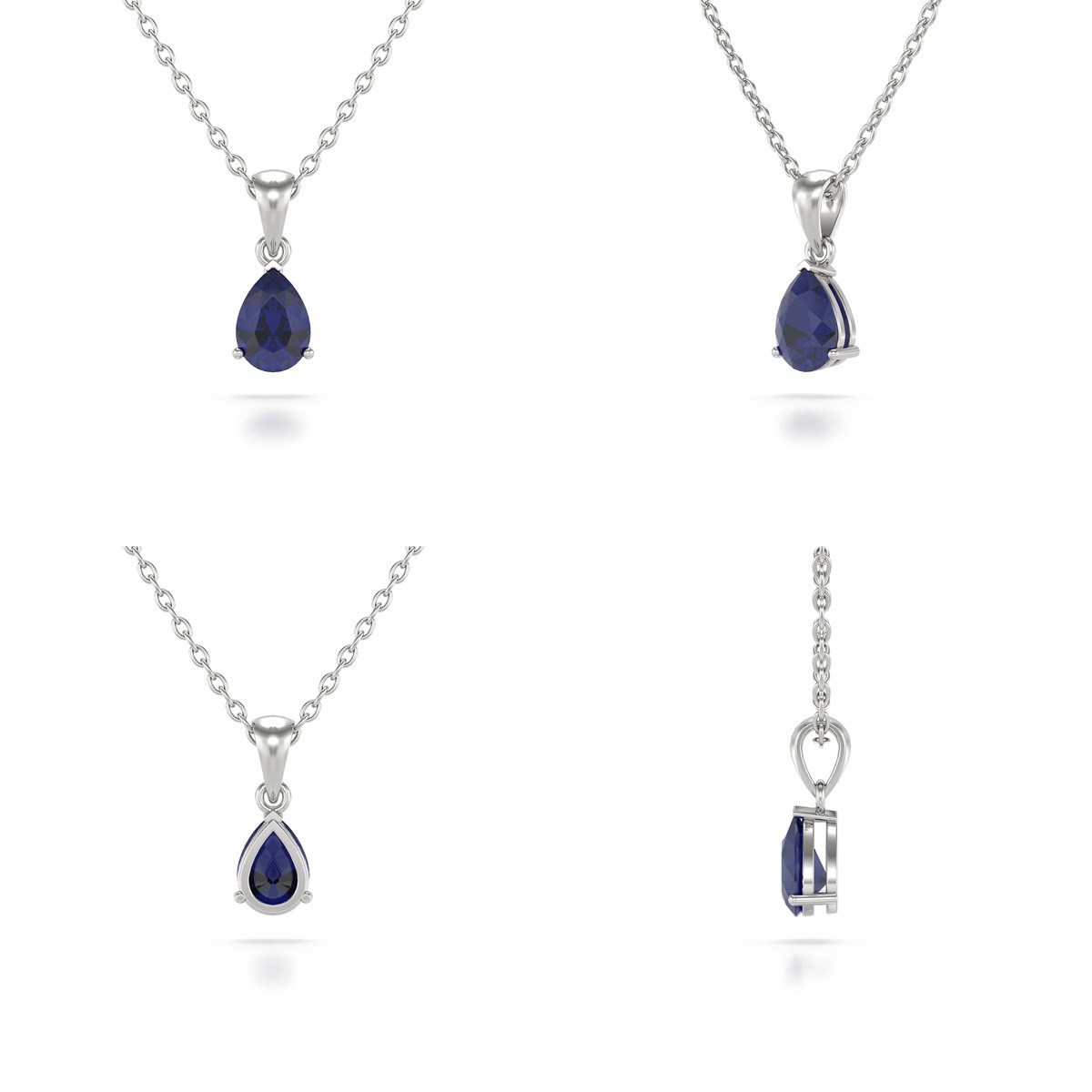 Collier Saphir Poire en Or Blanc 375 - Collection Selanya - vue 4