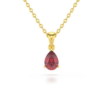 Ruby Pear Necklace in 375% Yellow Gold - Selanya Collection
