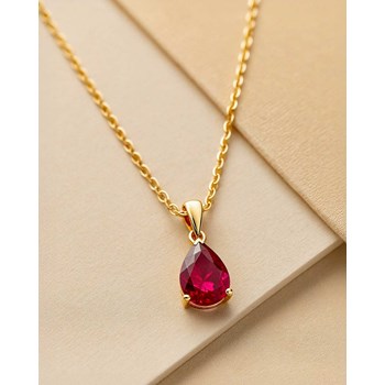 Ruby Pear Necklace in 375% Yellow Gold - Selanya Collection