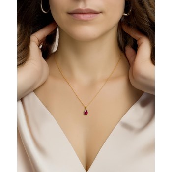 Ruby Pear Necklace in 375% Yellow Gold - Selanya Collection