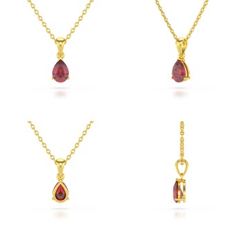Ruby Pear Necklace in 375% Yellow Gold - Selanya Collection