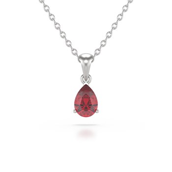 Ruby pear necklace in 375 white gold - Selanya Collection