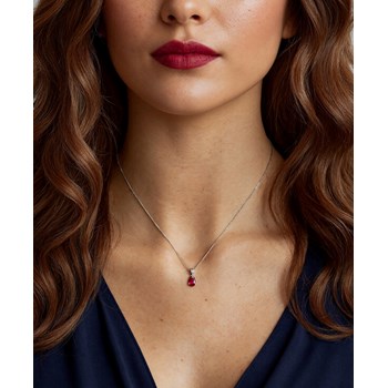 Ruby pear necklace in 375 white gold - Selanya Collection