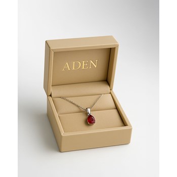 Ruby pear necklace in 375 white gold - Selanya Collection