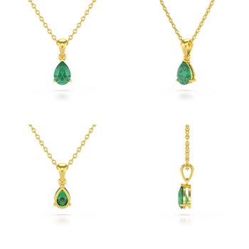 Emerald Pear Necklace in Yellow Gold 375 - Selanya Collection