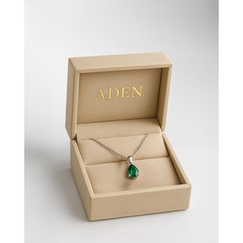 Emerald pear necklace in 375 white gold - Selanya Collection