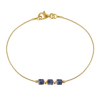 Bracelet Gold Filled Trois Petits Cubes de Saphir - taille 16 cm