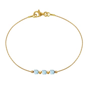 Bracelet Gold Filled Trois Petits Cubes de Larimar - taille 17 cm