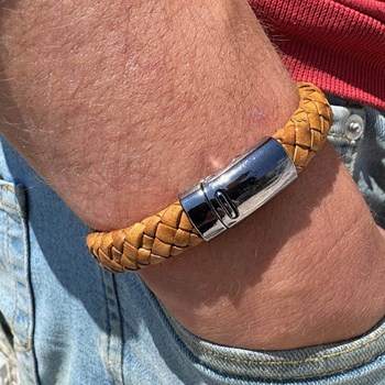Bracelet Homme Baroudeur Cuir Marron Clair - taille 21 cm