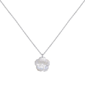 Collier Argent 925 Fleur de Nacre Ivoire - taille 42 cm