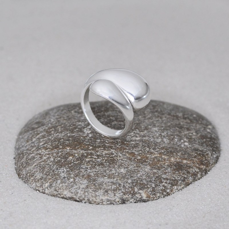 Bague Métal Argenté Toi et Moi Gouttes - vue 4
