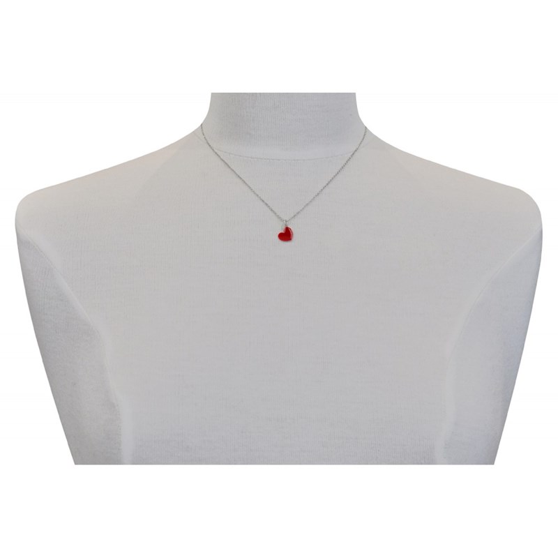 Collier Argent 925 Mini Coeur Émaillé Rouge - taille 40 cm - vue 3