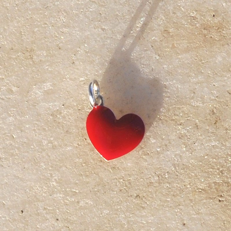 Collier Argent 925 Mini Coeur Émaillé Rouge - taille 40 cm - vue 4