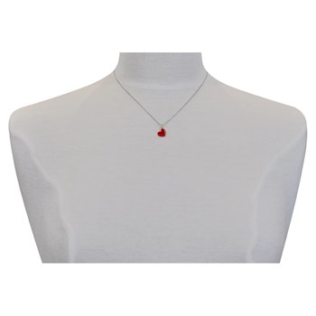 Collier Argent 925 Mini Coeur Émaillé Rouge - taille 45 cm