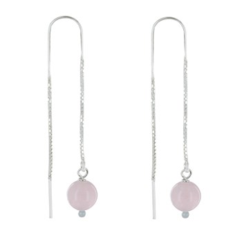 925 Sterling zilveren Chainette Oorbellen met Rozenkwarts Parels