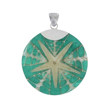 Pendentif Argent 925 Disque Etoile de Mer