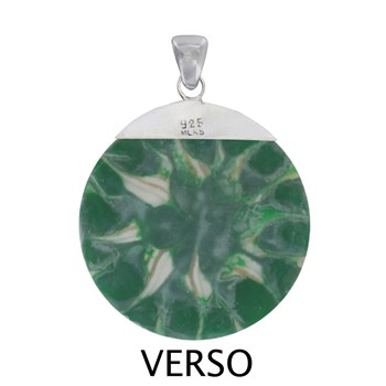 Pendentif Argent 925 Disque Fleur Coquillage