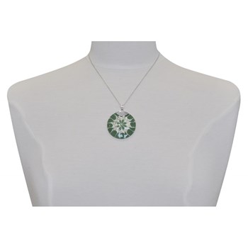 Pendentif Argent 925 Disque Fleur Coquillage