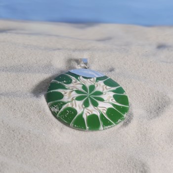 Pendentif Argent 925 Disque Fleur Coquillage