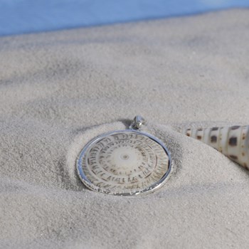 Pendentif Argent 925 Disque et Coquillage Naturel