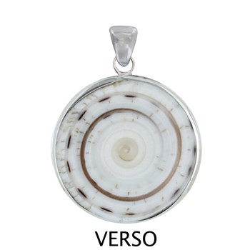 Pendentif Argent 925 Disque et Coquillage Naturel