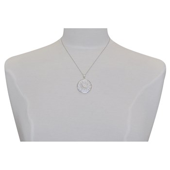 Pendentif Argent 925 Disque et Coquillage Naturel