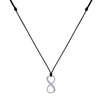 Collier Lien Argent 925 Infini et Strass - Noir