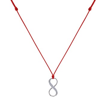 Collier Lien Argent 925 Infini et Strass - Rouge