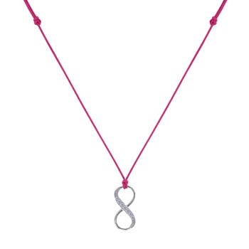 Collier Lien Argent 925 Infini et Strass - Fuchsia