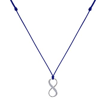 Collier Lien Argent 925 Infini et Strass - Bleu Navy