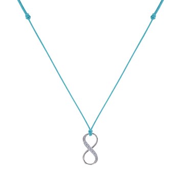 Collier Lien Argent 925 Infini et Strass - Turquoise