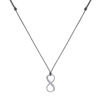 Collier Lien Argent 925 Infini et Strass - Gris