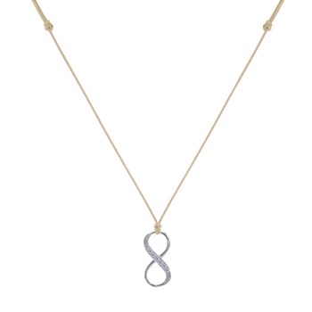 Collier Lien Argent 925 Infini et Strass - Beige clair