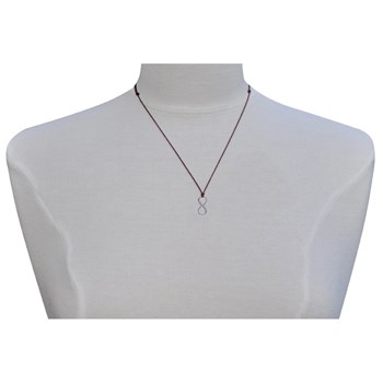 Collier Lien Argent 925 Infini et Strass - Marron foncé
