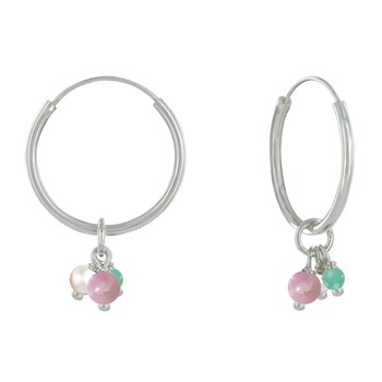 Hoop Earrings with 3 Small Fine Pearls