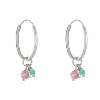 Hoop Earrings with 3 Small Fine Pearls