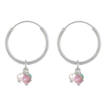 Hoop Earrings with 3 Small Fine Pearls