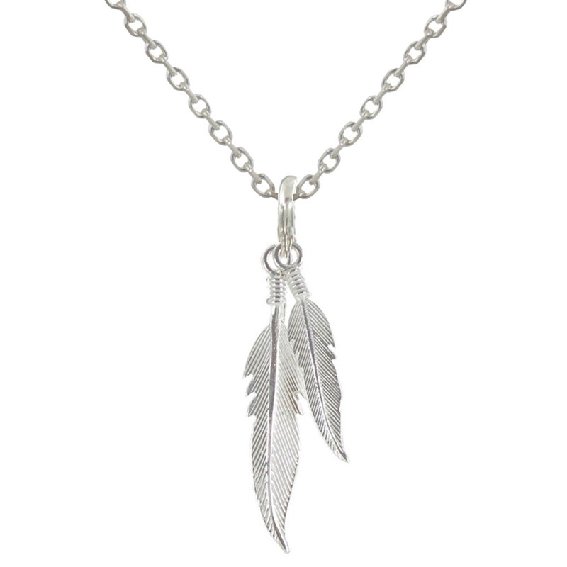 Collier Deux Plumes d'Argent 925 - taille 40 cm