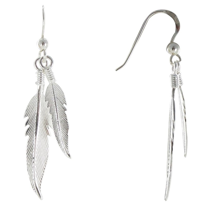 Parure Plumes Argent 925 Collier et Boucles d'Oreilles - taille 42 cm - vue 4