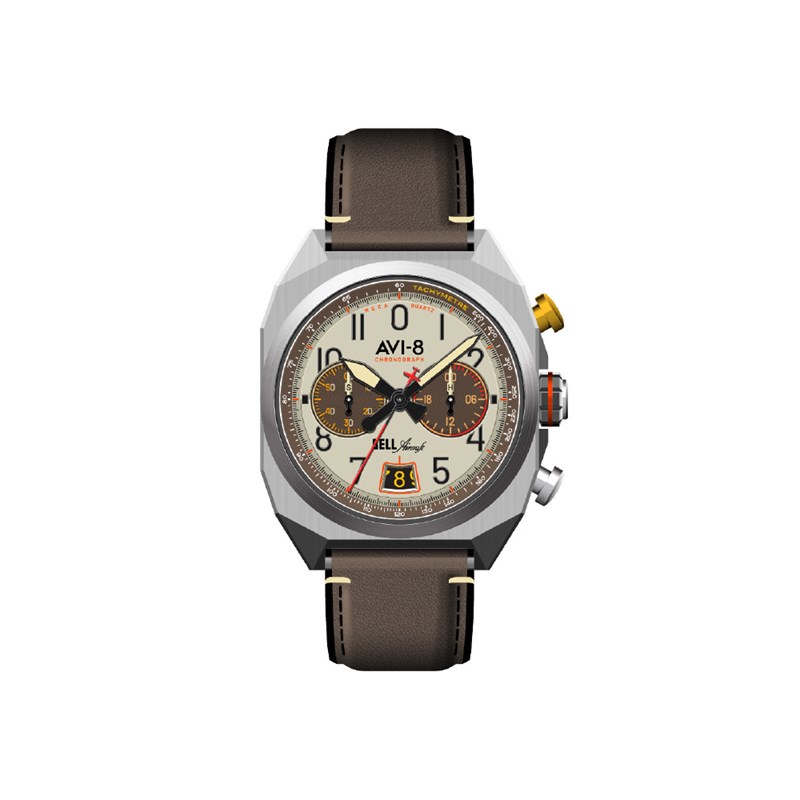 BELL X-1 MACHBUSTER CHRONOGRAPH - Mouvement japonais méca quartz chronograph - Bracelet cuir gris