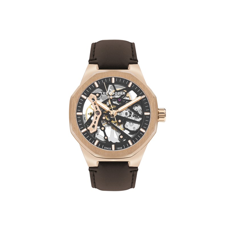 Montre Homme - Analogique Mouvement Squelette Automatique - Bracelet marron