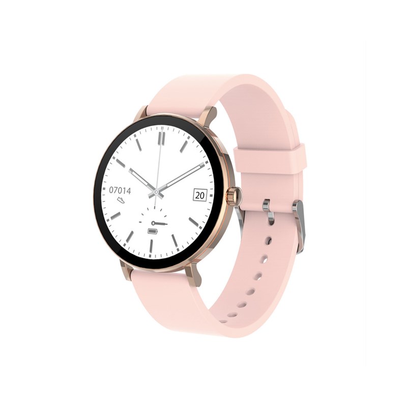 SUPER SLIM AMOLED - Boitier rond - Bracelet en silicone - Boitier doré rose