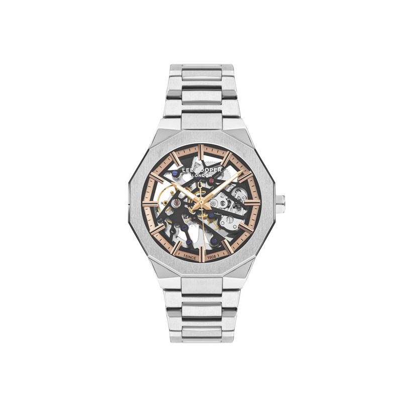 Montre Homme - Analogique Mouvement Squelette Automatique - Cadran noir doré rose